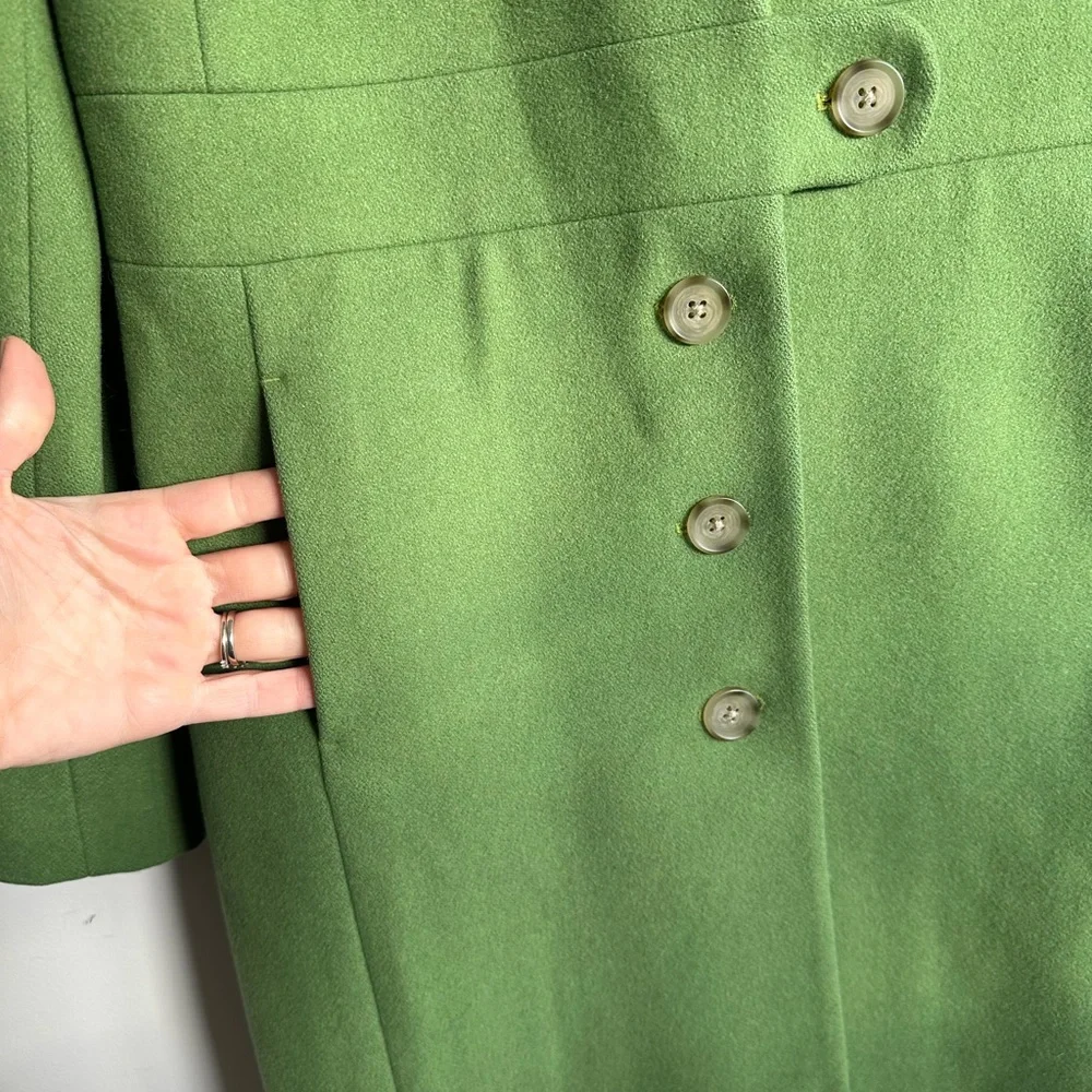 Vintage J. Crew Green 100% Wool Coat 2005 Women’s Size 4 - Picture 5 of 9